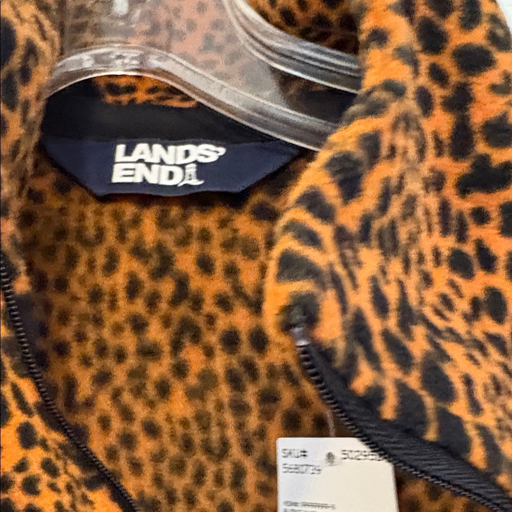 Lands' End Animal Print Quarter-Zip Top - Picture 4 of 6